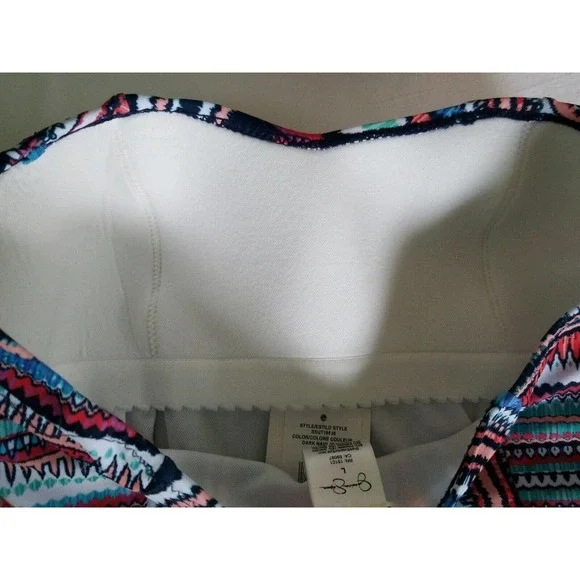 Jessica Simpson dark navy blue cut out bandeau one piece swimsuit size L - Picture 5 of 5